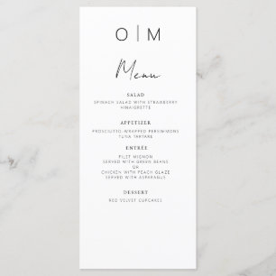 Menu Réception De Mariage Moderne Élégante Minimaliste