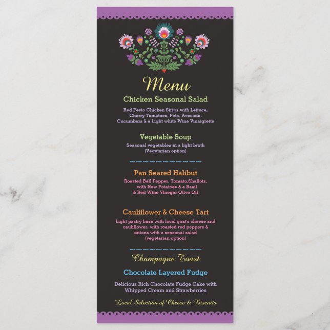 Menu Réception de mariage pourpre mexicaine de partie (Devant)