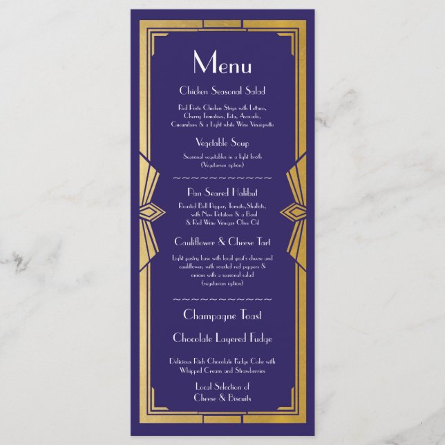 Menu Réception de Mariage Rustique Années 1920 Nav (Devant)