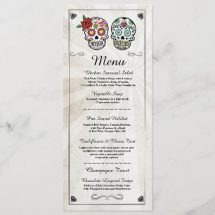 Menu Réception de Mariage Rustique Crânes de Sucre