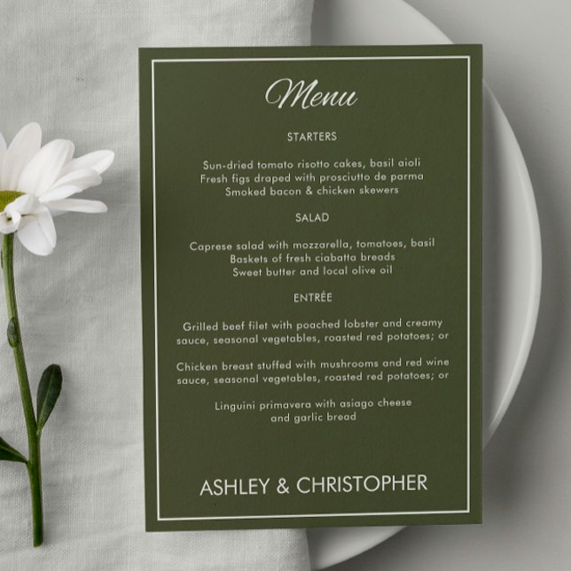 Menu Réception de mariage verte de l'Armée de Script mi (Créateur téléchargé)