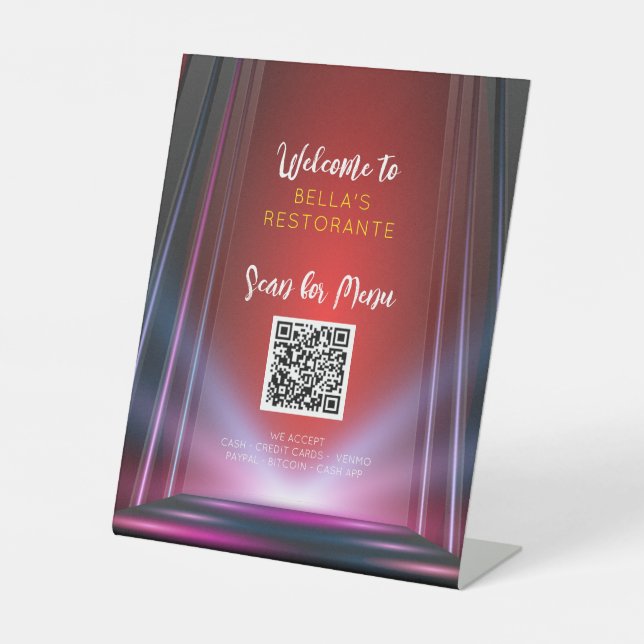 Menu Red Lights Restaurant QR Code Panneau de tabl (Recto)