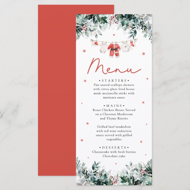 Menu Red Père Noël Baby Christmas Baby Clothes Baby sho (Devant / Derrière)