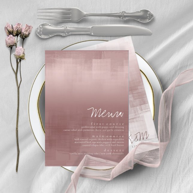 Menu Réflexions aquarelle Mariage cannelle Rose ID774 (Créateur téléchargé)