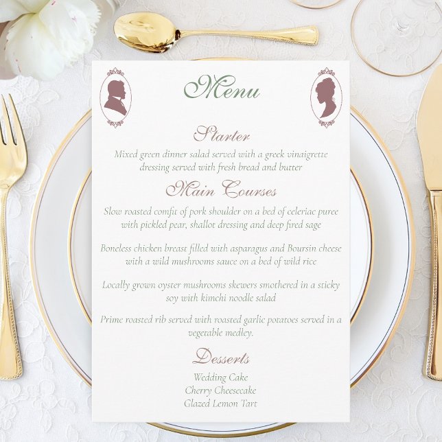 Menu Regency Bridgerton Rose Roses Cameos (Créateur téléchargé)