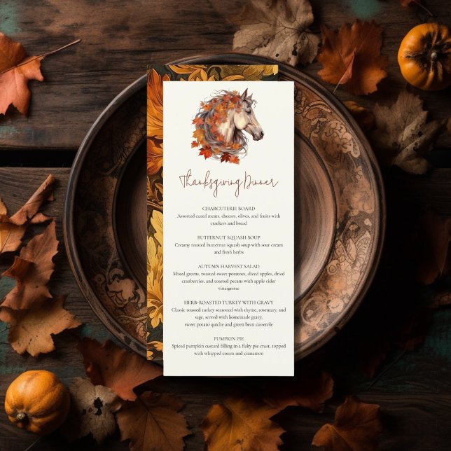 Menu Remercier Elégant Cheval Equestre Thanksgiving (Créateur téléchargé)