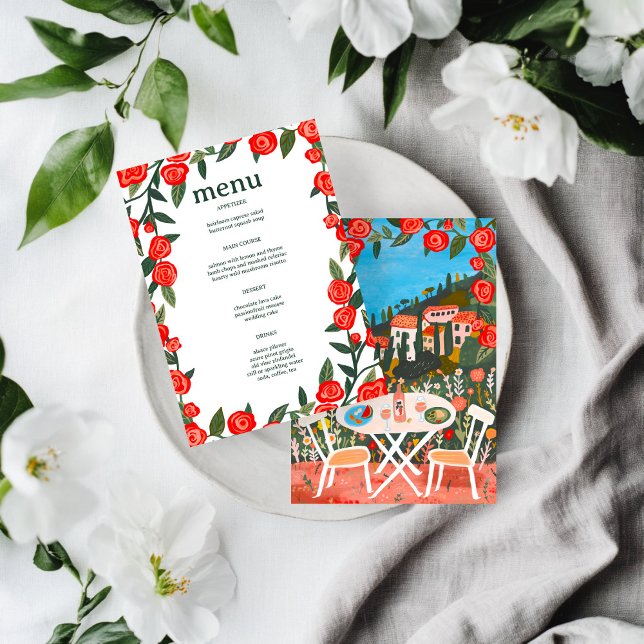 Menu Repas à la campagne sur mesure avec vue Art (CUSTOM Countryside Meal with a View Italy France Brunch Lunch Wedding Engagement Bridal Art Menu
)