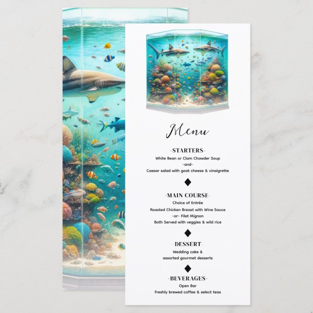 Menu Requins et poissons Aquarium Aquarium Aquarium Aqu (Devant / Derrière)