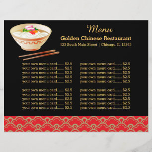 Menu restaurant chinois