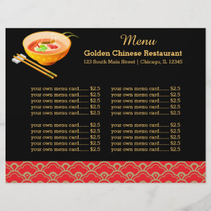 Menu restaurant chinois