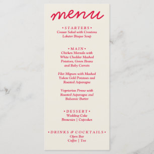 Menu Retro Colorful brillant Funky moderne Mariage mode