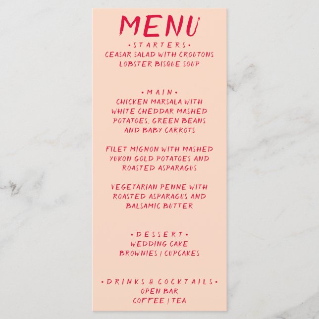 Menu Rétro manuscrit coloré brillant Mariage moderne (Devant)