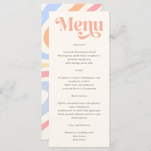 Menu Rétro Moderne Minimaliste Pastel Mariage d'été