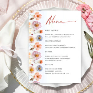 Menu Retro Pastel Pink Boho Fleur sauvage Détails sur l