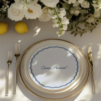 Retro Round Nom du client Place Card & Mariage Men