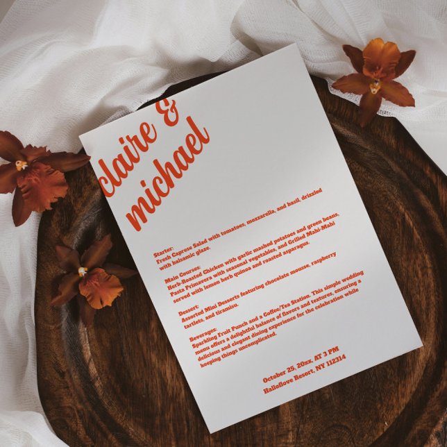 Menu Rétro Simple Mariage Table Cartes Menu plat (Simple Wedding Table Menu Cards Flat Menu)