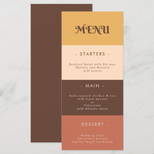 Menu Retro Stripes Seventies 60s les années 70 Mariage 