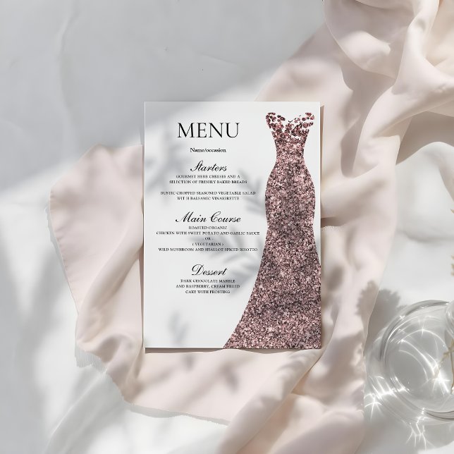 Menu Robe d'or rose Anniversaire Fête des mariées de fê (Créateur téléchargé)