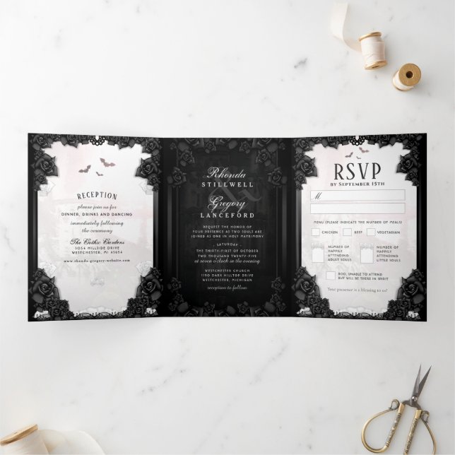 MENU Romance gothique Halloween noir et blanc (Intérieur)