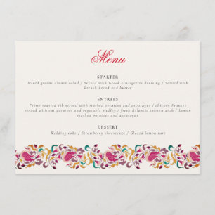 Menu Romantique classique Pearl Swan Mariage de cadre f