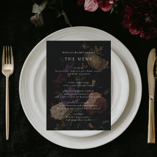 Menu Romantique Moody Dark Flowers Fête des mariées Mar