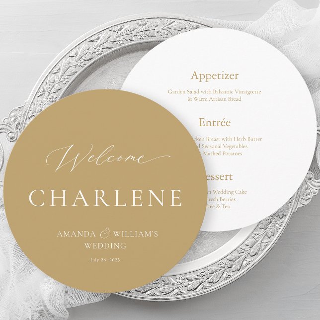 Menu Rond avec nom d'invité | Mariage de luxe (Créateur téléchargé)