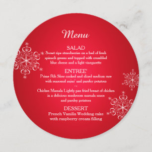 Menu rond de flocon de neige et de toile de jute