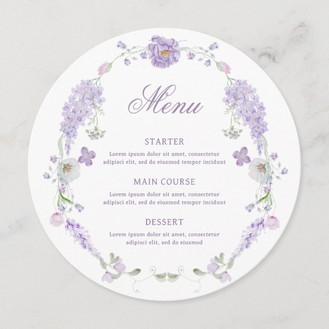 Menu rond Lilac à fleurs (Devant)