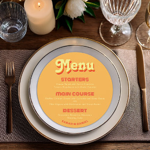 Menu Rond Rétro Mariage Super Orange Rouge Jaune
