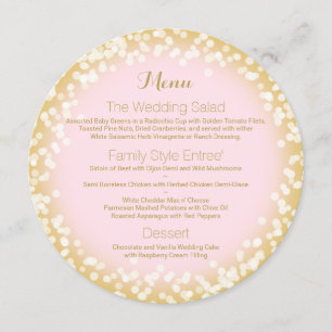 Menu rond rose et or étincelant