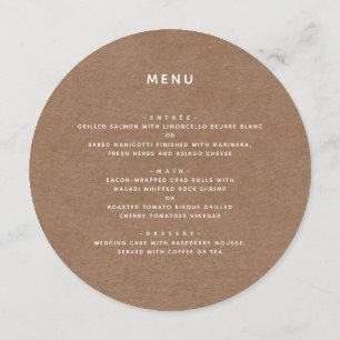 Menu Rond Rustique Simple Minimaliste