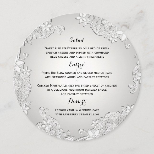 Menu Ronde dentelle blanche vintage (Devant)