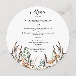 Menu Ronde des Eucalyptus Feuilles Antler Boho
