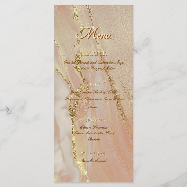 Menu Rose à encre d'alcool Parties scintillant or chic  (Devant)