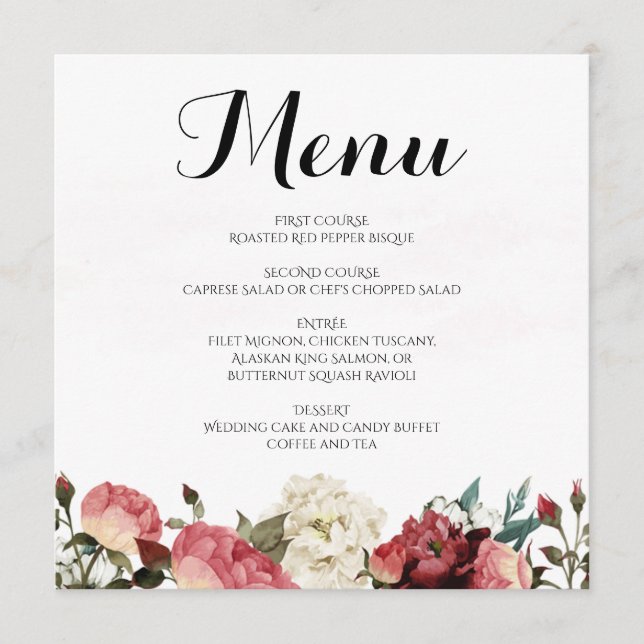 Menu rose de mariage (Devant)