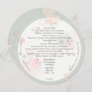 Menu Rose de thé de douceur Cercle Mariage