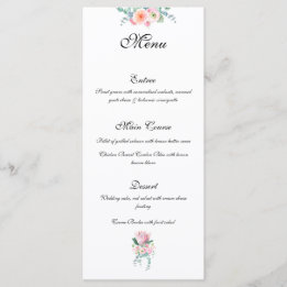 Menu Rose en aquarelle Protéa roi Élégant mariage