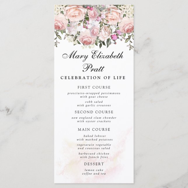 Menu rose Floral Funeral (Devant)