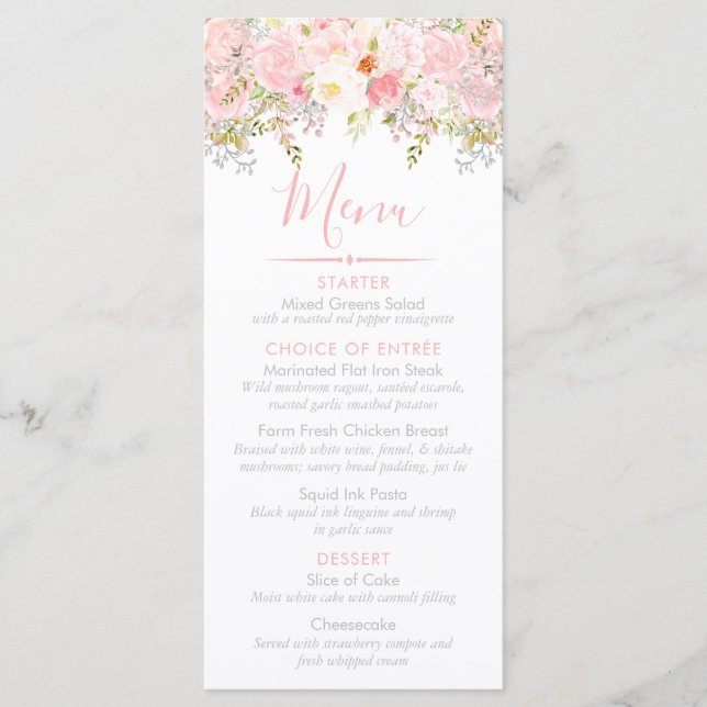 Menu Rose Garden Fête des mariées événement personnalis (Devant)