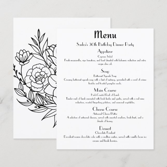 Menu rose Gold Glam Party (Devant / Derrière)