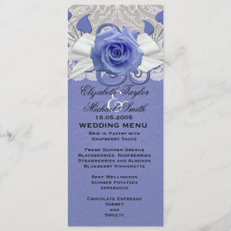 Menu rose Lace Silver/Blue Mariage damassé