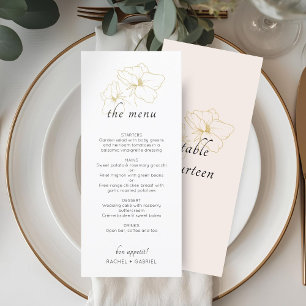 Menu Rose pâle et blanc Mariage floral chic