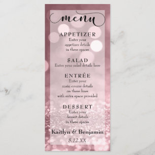Menu Rose Parties scintillant or Bokeh & Typographie Ma