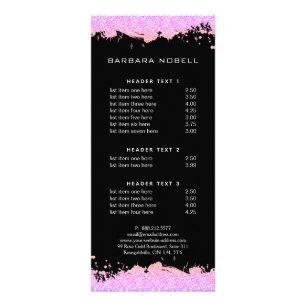 Menu rose professionnel de service d'éclaboussure
