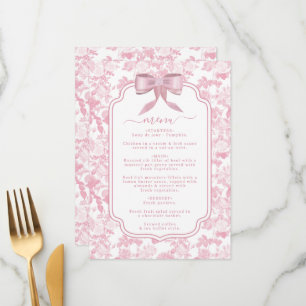 Menu Rose rose blanc  Chinoiserie Fête des mariées
