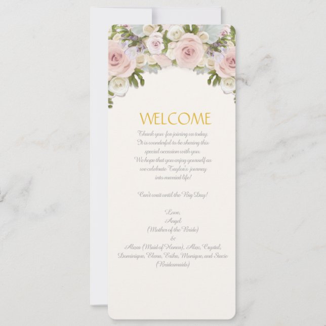 Menu Rose Succulent Romantic Floral Wedding Invitation (Front)