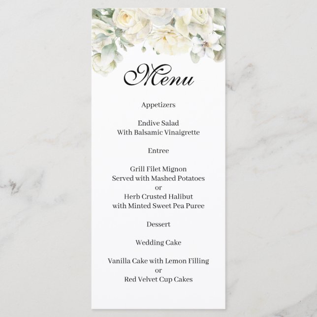 Menu Roses Blanches (Devant)