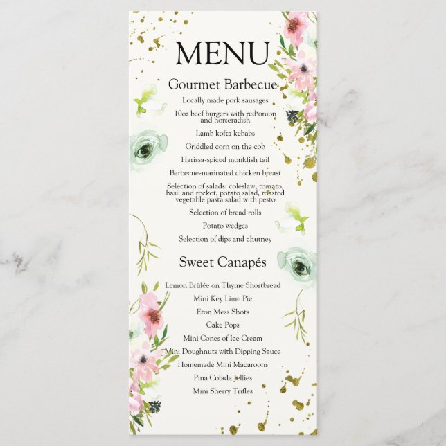 Menu Roses blanches et blanches monogrammes et éclabous (Devant)