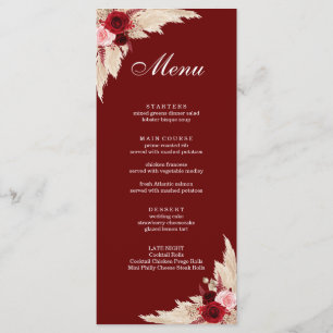 Menu Roses bordeaux et herbe de la pampa bohème