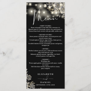 Menu Roses Noires Et Blanches Lumineuses Mariage Gothiq